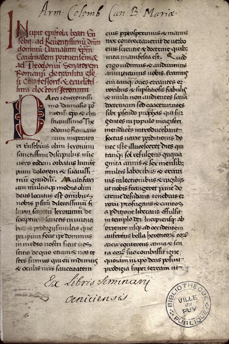 Puy-en-Velay (Le), Bibl. mun., ms. 0009, f. 001